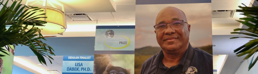 A banner sporting the face of Lily hanging from the ceiling at the Gala.
