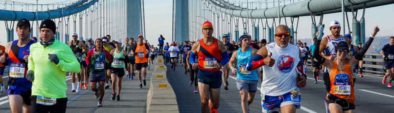 Runners on the Verrazzano-Narrows Bridge during the TCS NYC Marathon.