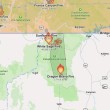 A map showing the locations of the White Sage Fire and the Dragon Bravo Fire in northern Arizona as of July 14, 2025.