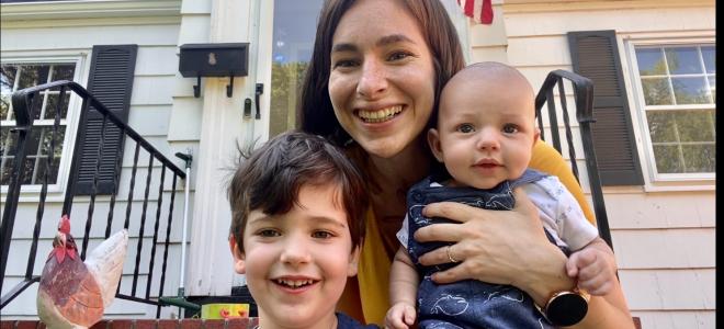 Lea Farrell with her two children