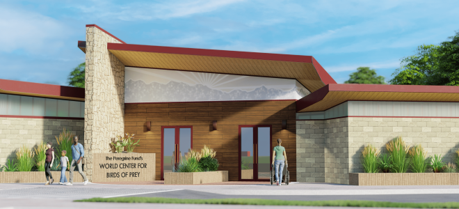 Computer rendering of the new visitor center at the World Center for Birds of Prey