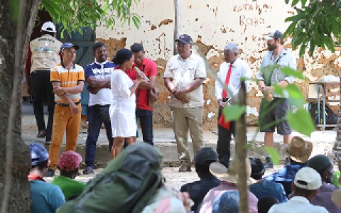 Peregrine Fund staff at a community meeting.