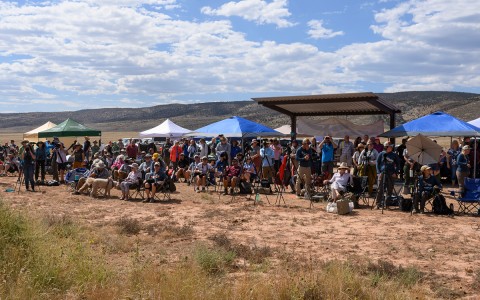 A large crowd gathered at the condor viewing area during the 2024 California Condor Release.