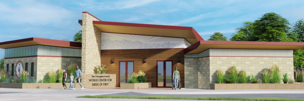 Computer rendering of the new visitor center at the World Center for Birds of Prey