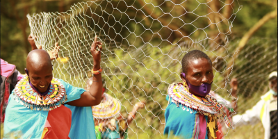 Samburu women building boma in Kenya