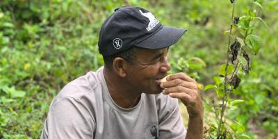 Biologist enjoying a break in the field